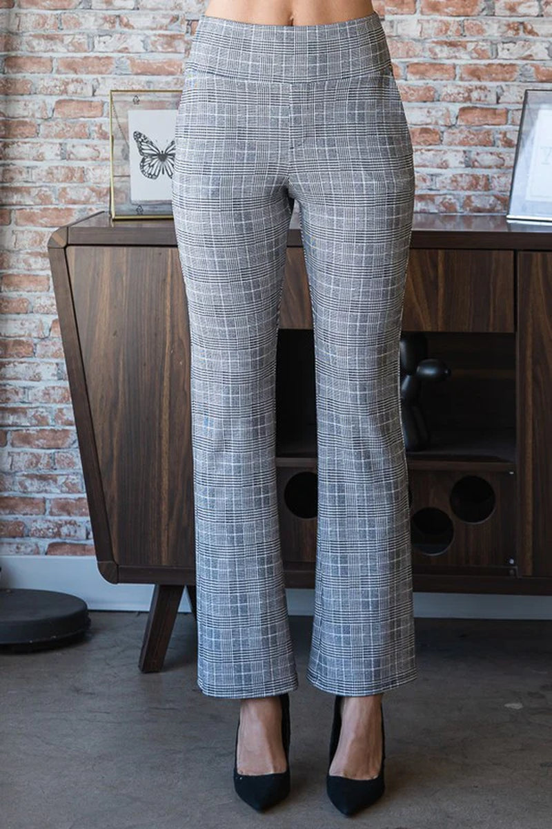 Heimish Full Size Plaid Flare Pants with Wide Waist Band plus Size